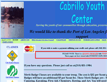 Tablet Screenshot of cabrilloyouthcamp.org